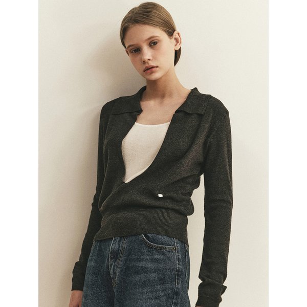 NATURAL LAYERED DEEP V KNIT_CHARCOAL