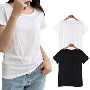 폴리에스터 여름 반팔티 여성 라운드넥 흰 검정 기본 티셔츠 ODM-WMSLV5