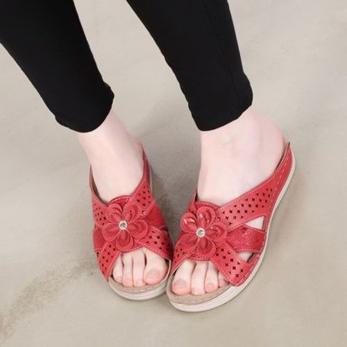 여름 플라워 펀칭 샌들 3.5cm