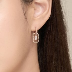 18K 귀걸이 원터치 금 스퀘어 큐빅 컷팅