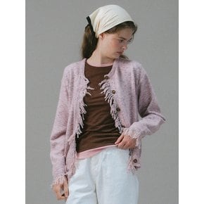 U Wool Fringe Detail Cardigan_Dusty Peony