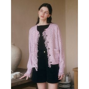 U Wool Fringe Detail Cardigan_Dusty Peony