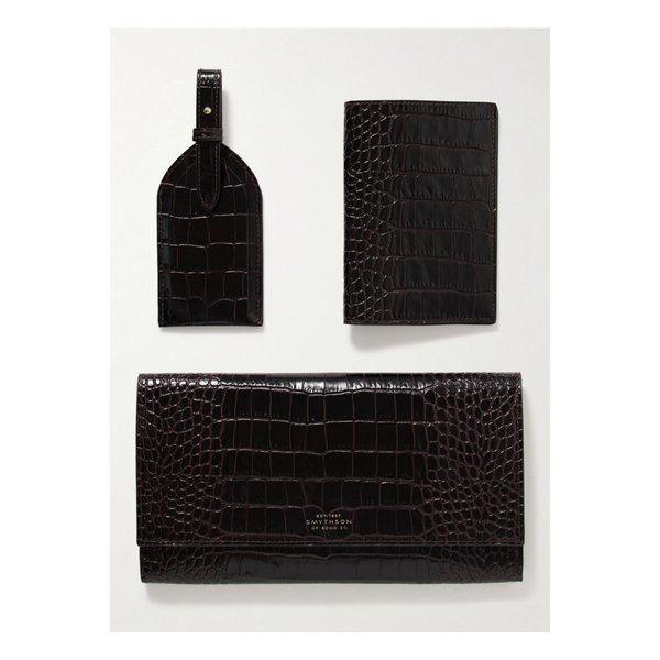 스마이슨 마라 크로커다일 이펙트 가죽 클러치 여권 홀더 러기지 태그 세트 1647597345452821