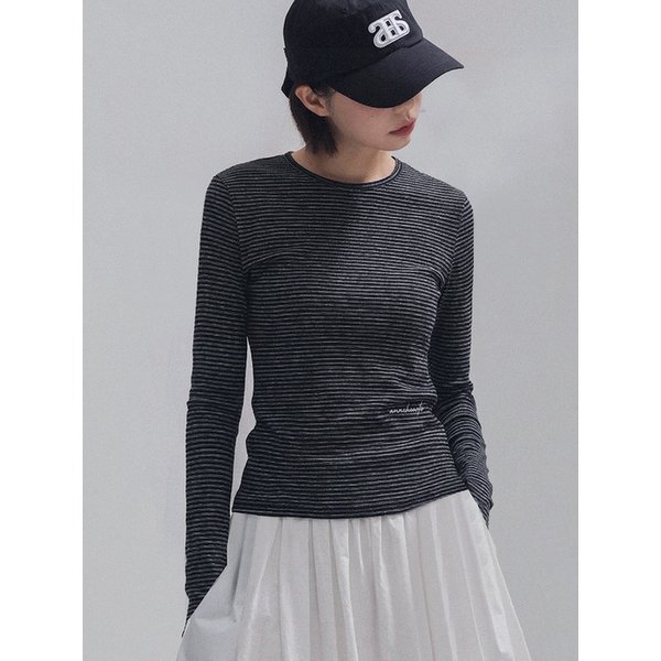 Double Stripe Slim Tee_BLACK