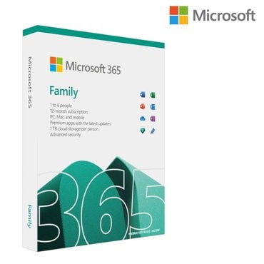 마이크로소프트 [한국MS정식정품] MS 오피스 365 Office365 Family PKC 패밀리 6인 1년 구독형