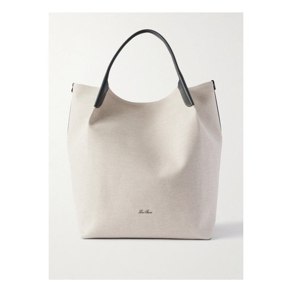 바레 엑스트라 라지 가죽 트림 캔버스 토트백 1647597347675843