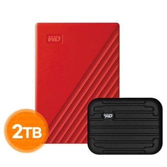 웨스턴디지털 NEW My Passport 2TB 레드 색상 파우치 증정