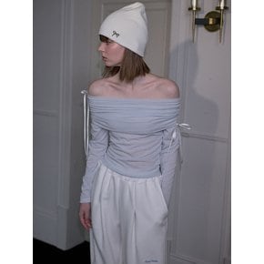 Ribbon Off Shoulder Long Sleeve [Sky Blue]