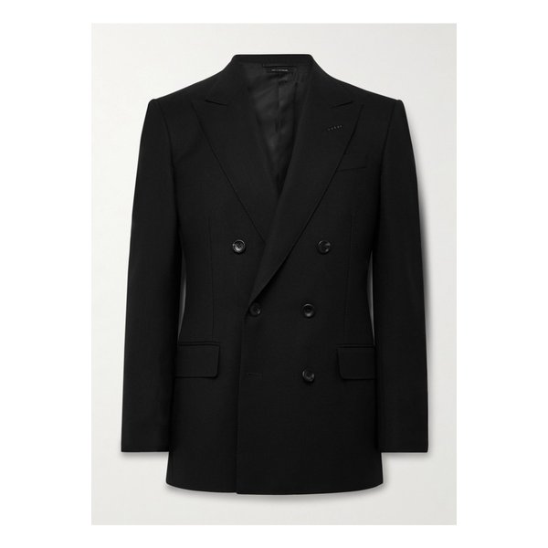 슬림핏 더블 브레스트 울 크레이프 수트 재킷 블랙 46376663162903396