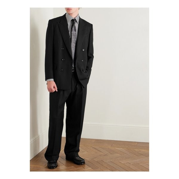 슬림핏 더블 브레스트 울 크레이프 수트 재킷 블랙 46376663162903396