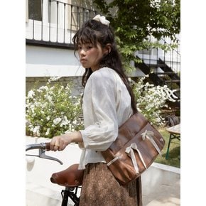 Ribbon duffel bag_caramel brown