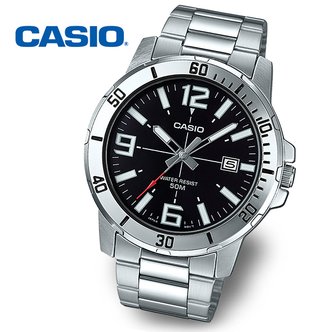 카시오 [정품] CASIO 카시오 흑새치 MTP-VD01D-1B 남성 야광 메탈시계