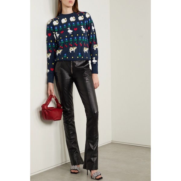 Diana Brushed Intarsia-knit Sweater 네이비 24665545640646977