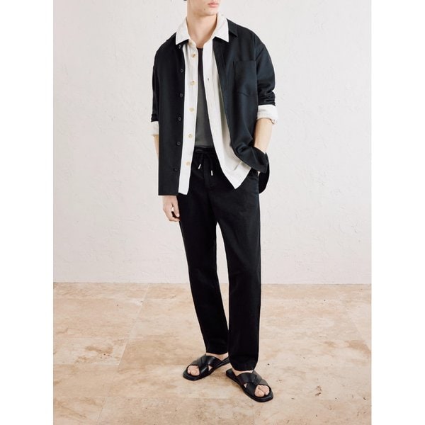 미스터 피 코튼 리넨 블렌드 트윌 드로우스트링 팬츠 46376663163004260