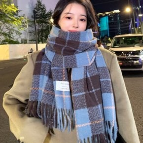 도톰한 빅 체크 롱 머플러 목도리