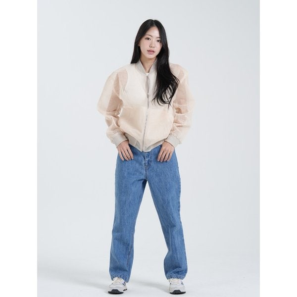Mesh Blouson Jumper - Beige