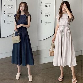 여성 봄여름 린넨 롱원피스 민소매 블라우스 (8277968A)