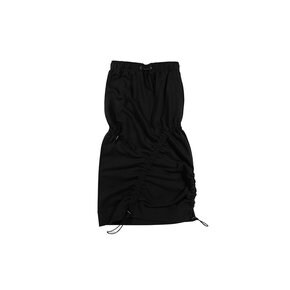 Adjustable shirring midi skirt (Black)