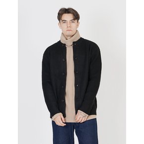 Hazzy Wool Round-neck Cardigan (Black)