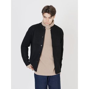 Hazzy Wool Round-neck Cardigan (Black)