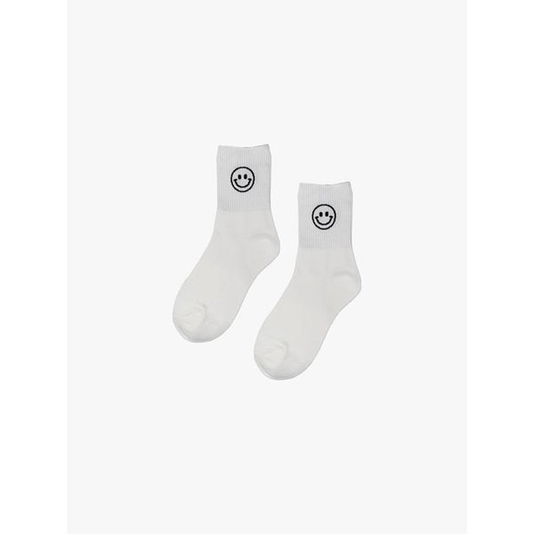 [3EA 1SET] SMILE MIDDLE SOCKS_WHITE