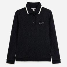 Calvin Klein 캘빈클라인 골프 여성 자카드 긴팔 폴로 카라 티셔츠 블랙