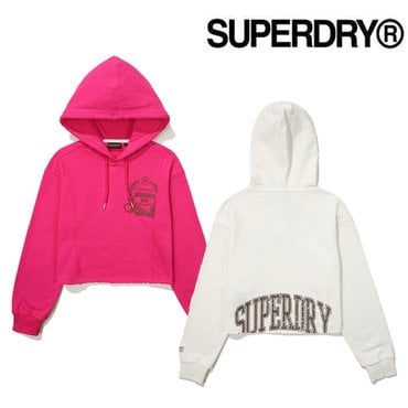 SUPERDRY W 크롭 자수 후드티(SDFHOFO10)