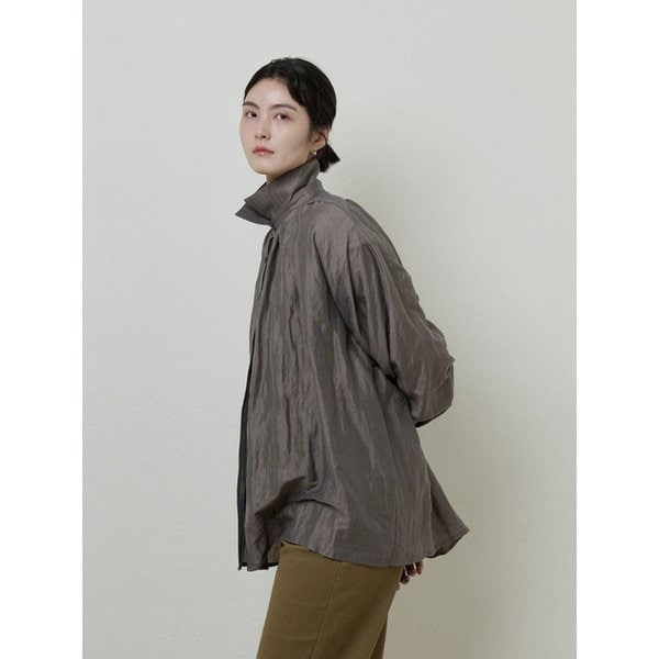 SHIRRING BLOUSE khaki grey