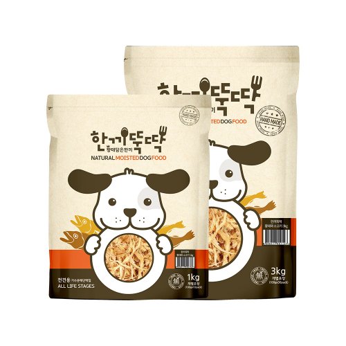 한끼뚝딱 소프트 국산 강아지 사료 3kg+1kg (총4kg) / 사은품 한입뚝딱 5P 증정