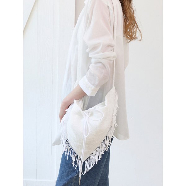 [리퍼브] Tri-angle Fringe Shoulder Bag_White