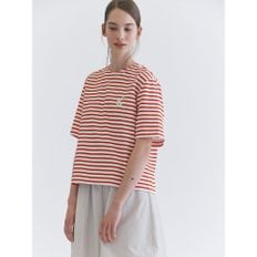 [정상가99,000원] Printed Stripe Tshirts  Red (WE3640T196)