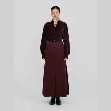 EENK ZOAN Straight Denim Skirt - Burgundy