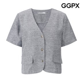 Y버튼 노카라 반팔 자켓 (GQ5JK007F)