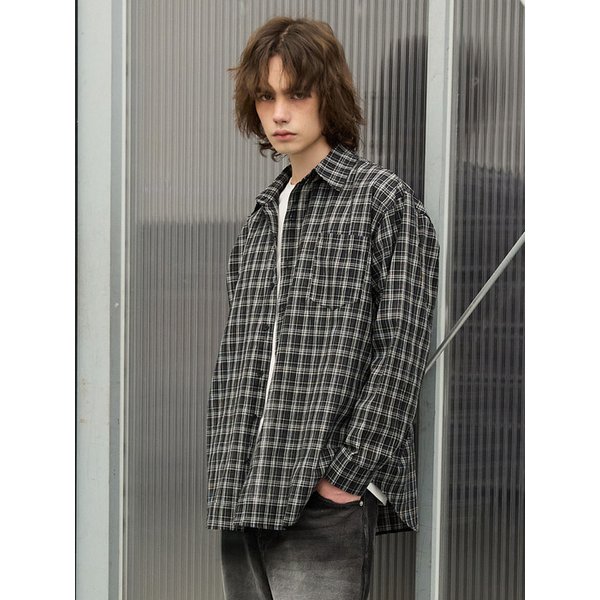 MS003 OVERFIT CHECK SHIRT_BLACK