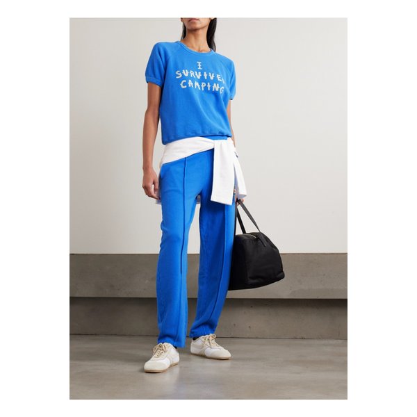 더 퀵키 핀 업 배럴 플러드 아플리케 코튼 저지 스웨트팬츠 블루 46376663162981621