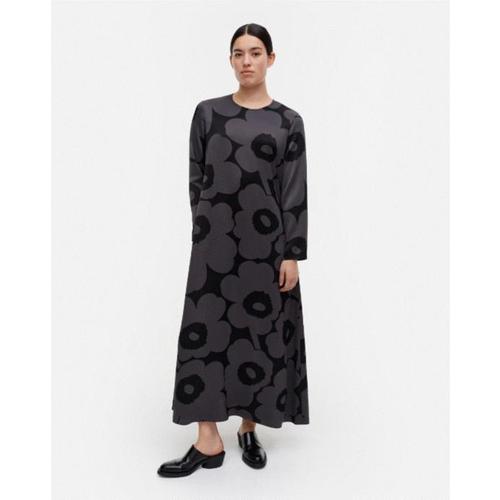 마리메꼬 롱 원피스 Marimekko Mennyt Unikko 드레스 블랙