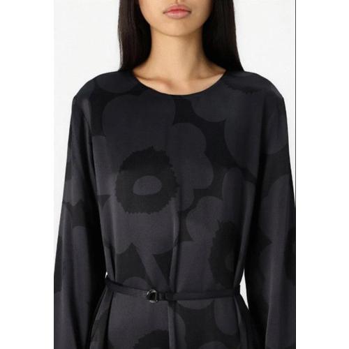 마리메꼬 롱 원피스 Marimekko Mennyt Unikko 드레스 블랙