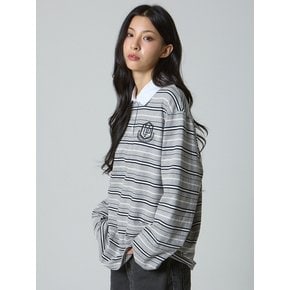 아이비 스트라이프 럭비 카라 셔츠 그레이_Ivy Stripe Rugby Collar Shirt Gray