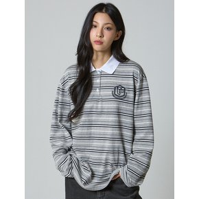 아이비 스트라이프 럭비 카라 셔츠 그레이_Ivy Stripe Rugby Collar Shirt Gray