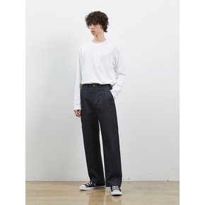 DENIM SELVEDGE WIDE ONE TUCK PANTS INDIGO