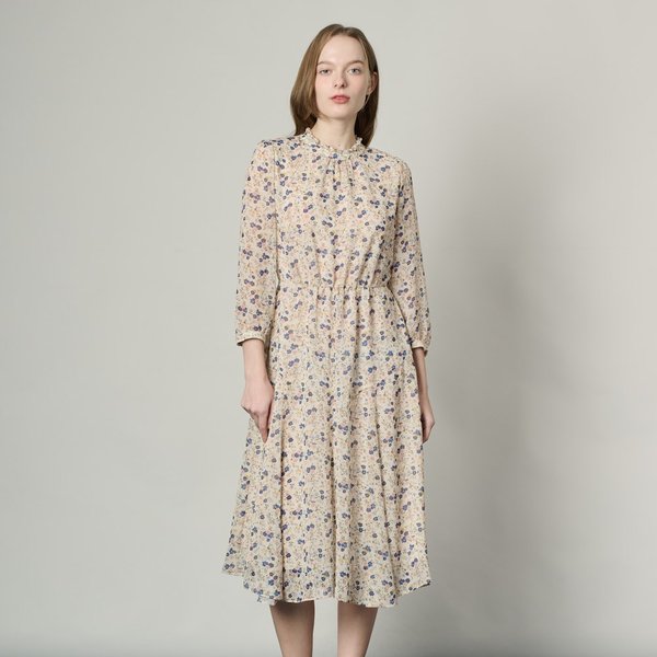 [여주점] 올앤선드리 네크 훌 플레어 플라워 프린트 원피스 A5S2O681