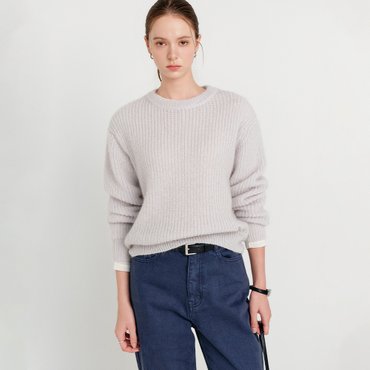 룩캐스트 졸리 모헤어 풀오버 니트 탑_그레이 / JOLY MOHAIR PULLOVER KNIT TOP_GREY