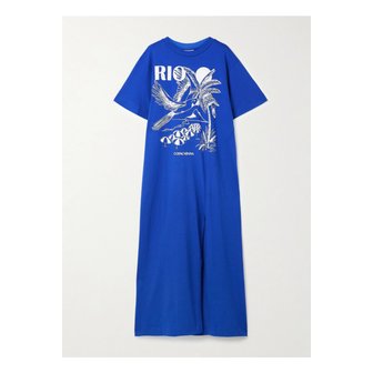 FARM RIO 팜리오 리오 오버사이즈 프린트 코튼 저지 맥시 드레스 블루 46376663162892050