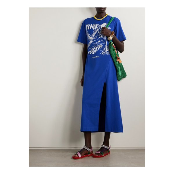 팜리오 리오 오버사이즈 프린트 코튼 저지 맥시 드레스 블루 46376663162892050