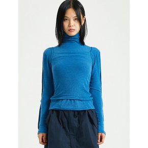 BUTTON TURTLENECK BUSTIER SET BLUE