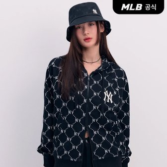 MLB [코리아공식]다이아 모노그램 자카드 후드 집업 NY (Black)