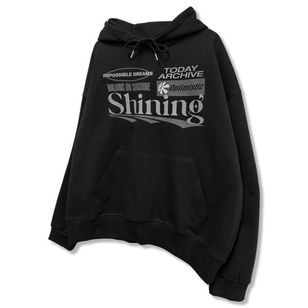 Shining Graphic Combing Hoodie_Black