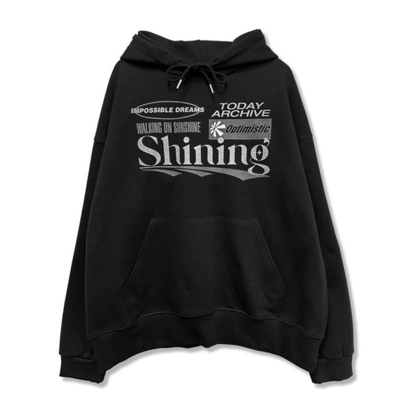 Shining Graphic Combing Hoodie_Black