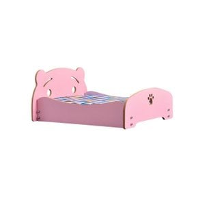 러버블리펫 반려동물 튼튼한 원목 침대 곰돌이 핑크 S