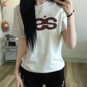 도트 sss 로고 땡땡이 나염 레터링 반팔티2color